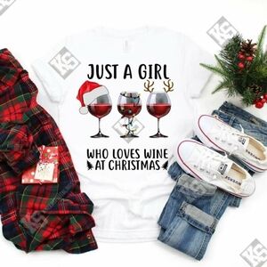 Just a Girl who Loves Wine at Christmas Tee